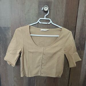 Oak + Fort Linen Blend Button-Up Top